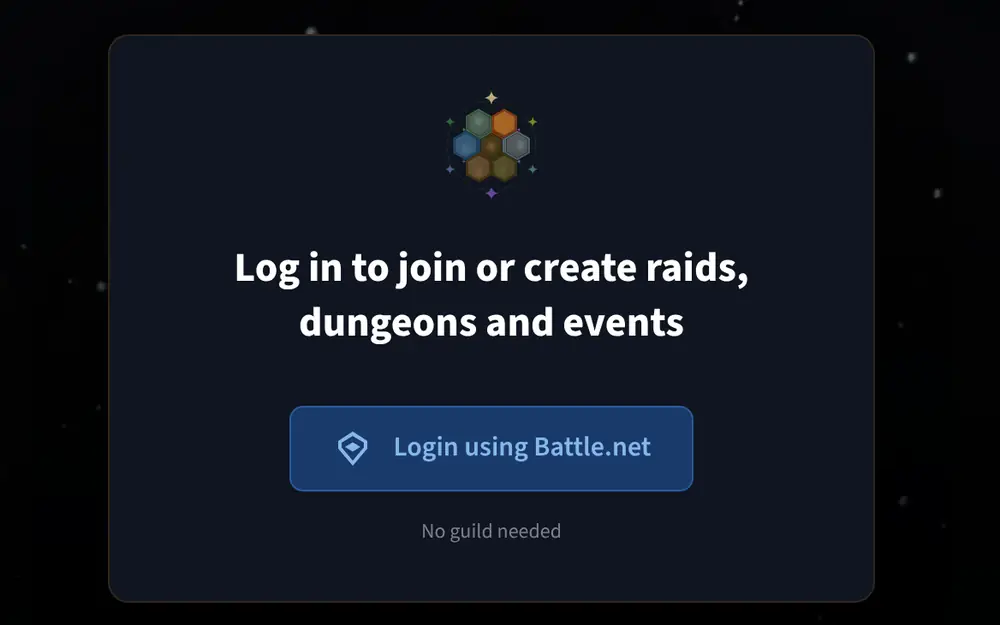 The Guild Hive login page, with the Battle.net button.