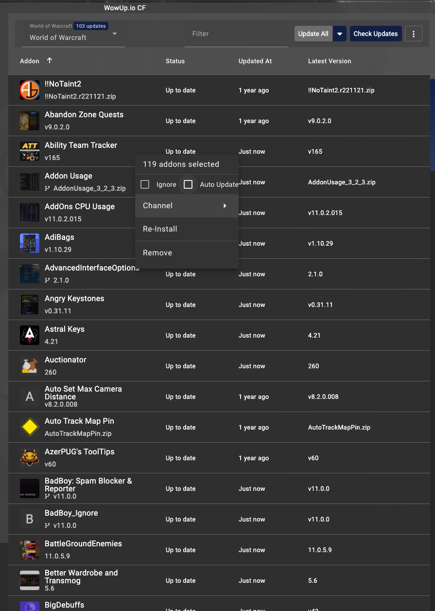 WowUp otomatik update